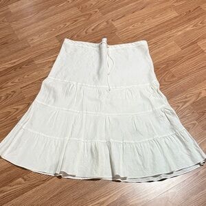 Elegant White Linen Tiered Skirt